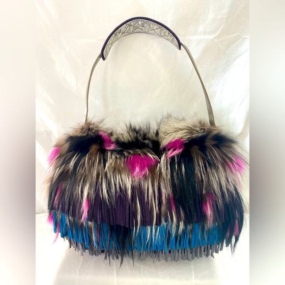 The Jimmy Choo, biker fox and floral suede purse from Neiman Marcus - Picture 1 of 16